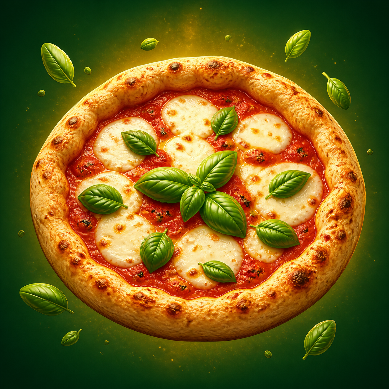 Pizza Margherita illustrata, calda e appena sfornata